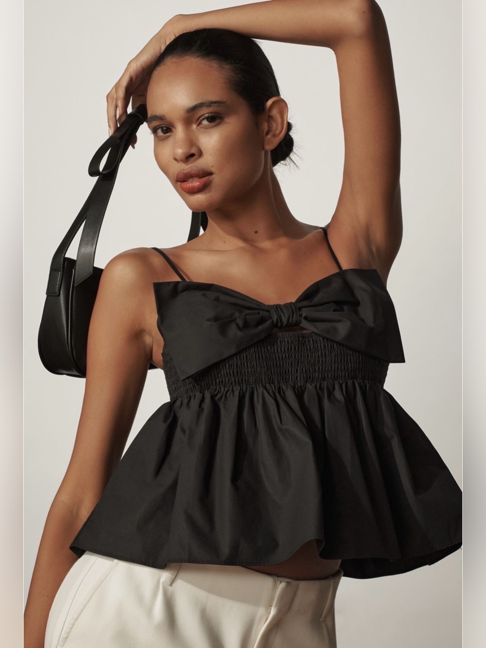 English Factory BOW PEPLUM TOP